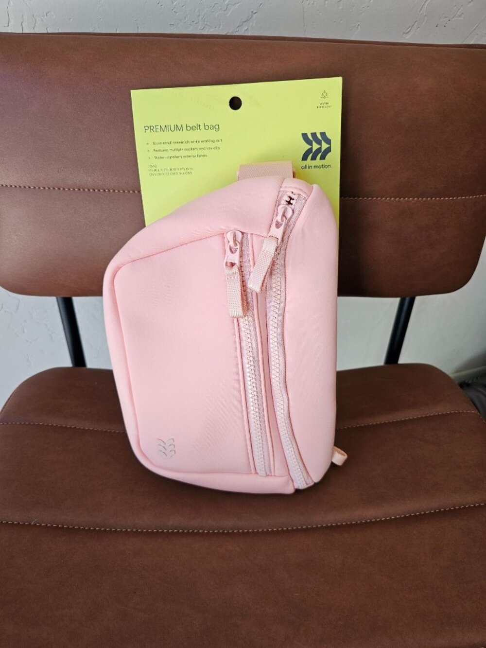 All In Motion Premium Belt Bag Pink Water-Repellent Faux Neoprene Adjustable Str